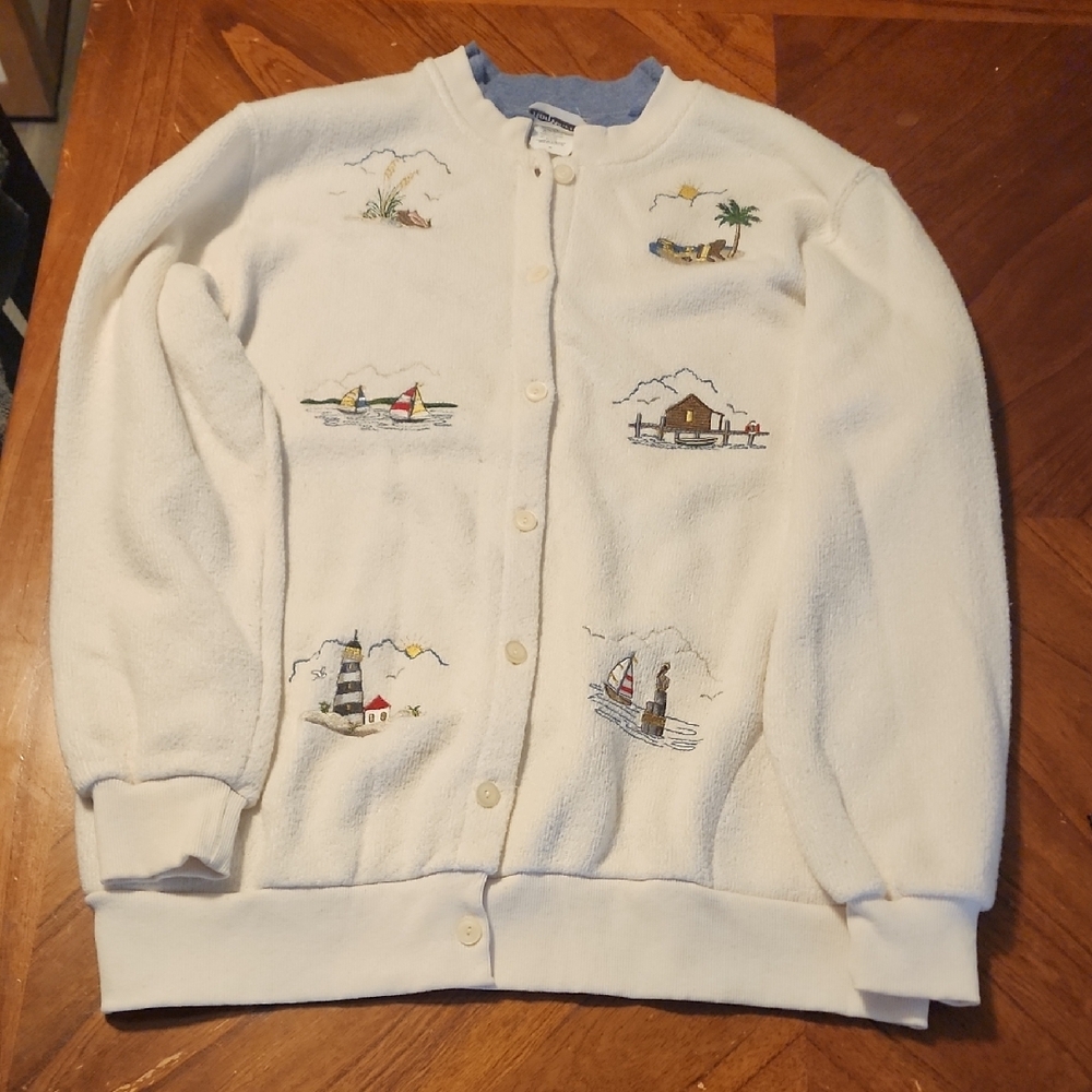 Vintage Embroidered Nautical Cardigan